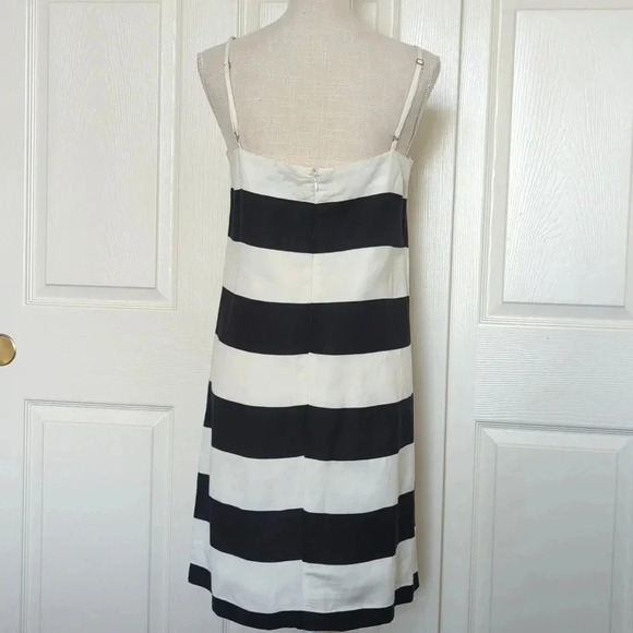 Cece Black and White Linen Blend Stripe Spaghetti strap Dress - Picture 6 of 10